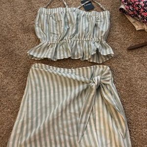 Cropped Top and Skirt Set